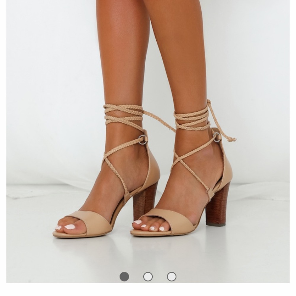 Nude tie up shoes